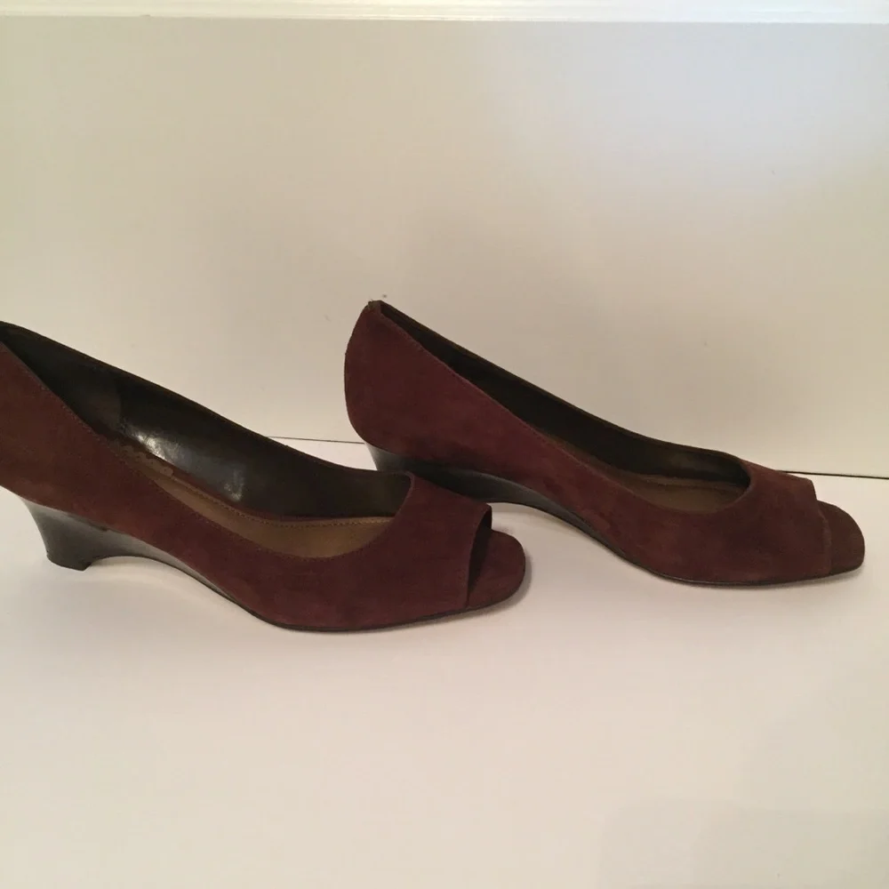 FRANCO SARTO NEW SHOES WEDGE BROWN SUEDE LEATHER Size 7.5